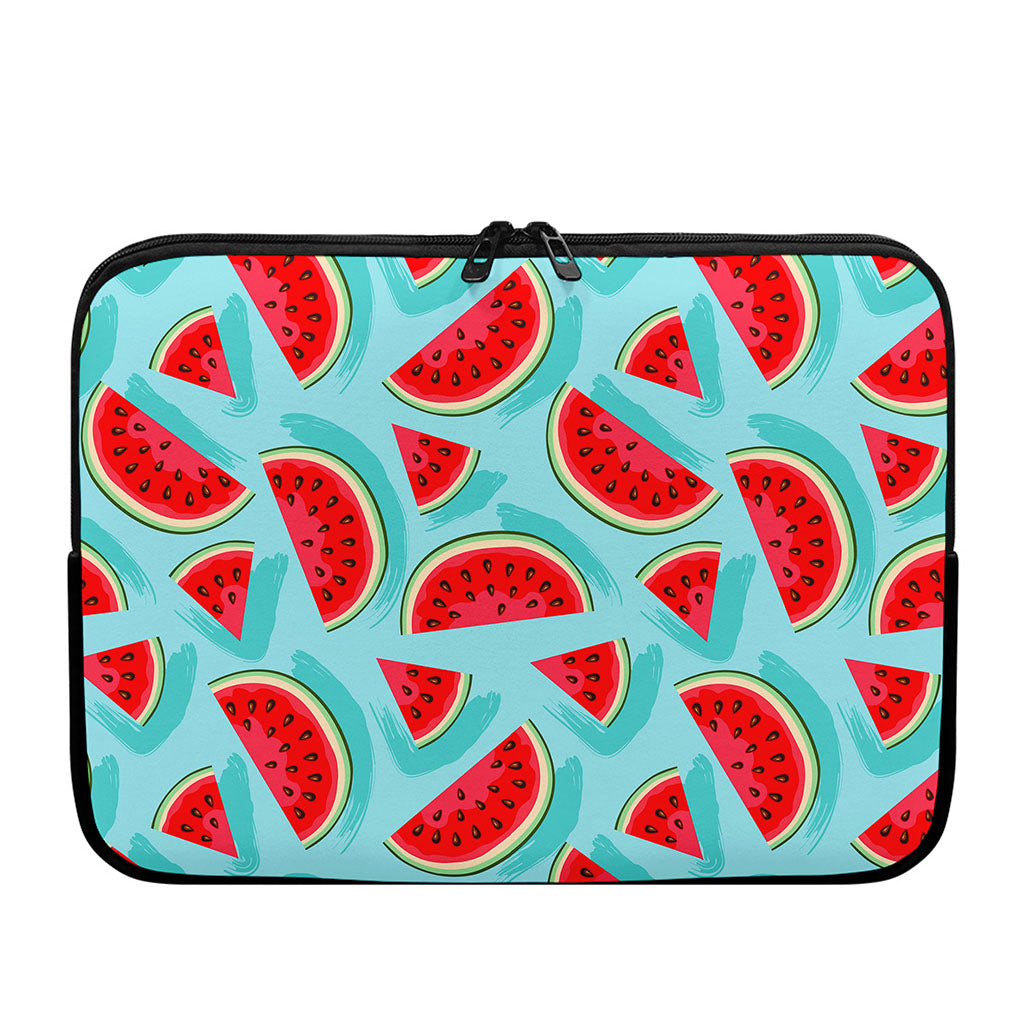 Blue Watermelon Pieces Pattern Print Laptop Sleeve