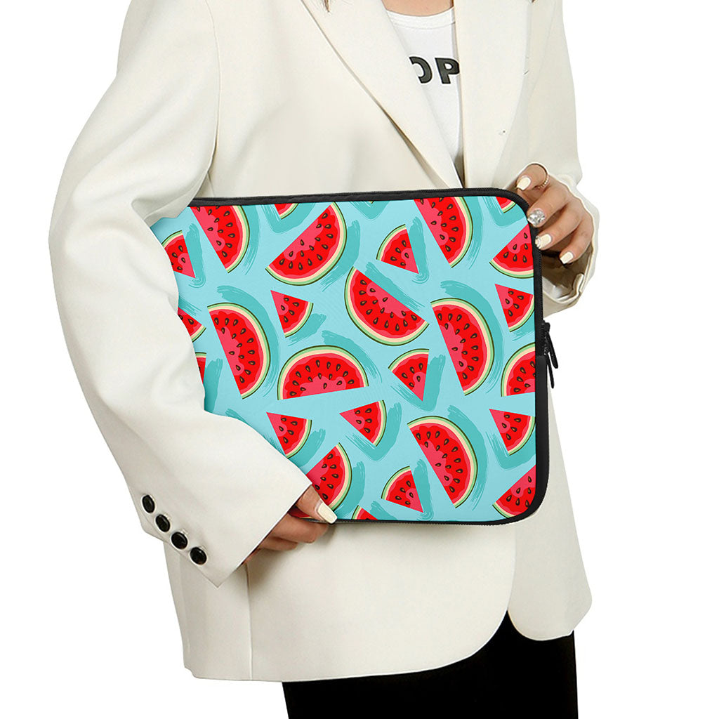 Blue Watermelon Pieces Pattern Print Laptop Sleeve