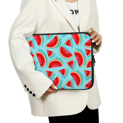 Blue Watermelon Pieces Pattern Print Laptop Sleeve