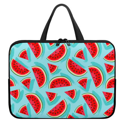 Blue Watermelon Pieces Pattern Print Laptop Sleeve With Handle