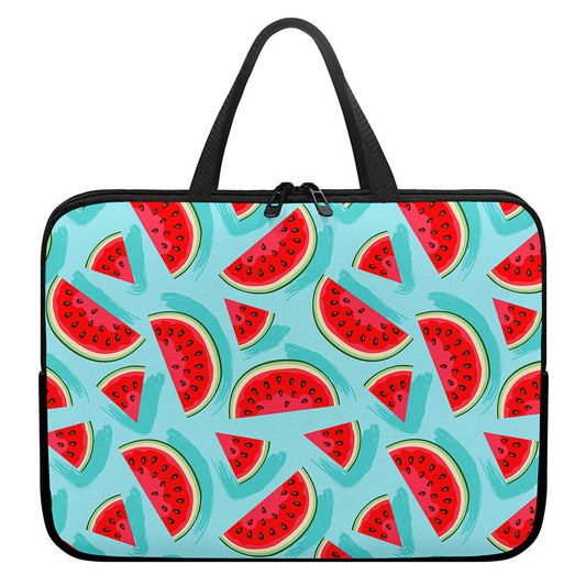 Blue Watermelon Pieces Pattern Print Laptop Sleeve With Handle