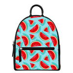 Blue Watermelon Pieces Pattern Print Leather Backpack