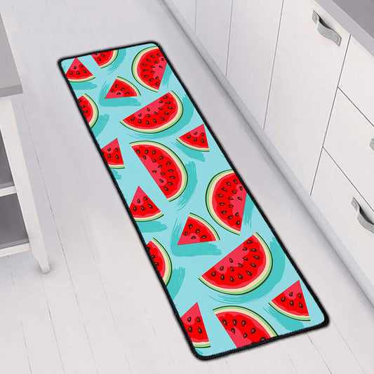 Blue Watermelon Pieces Pattern Print Long Kitchen Mat