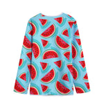 Blue Watermelon Pieces Pattern Print Long Sleeve Short Coat