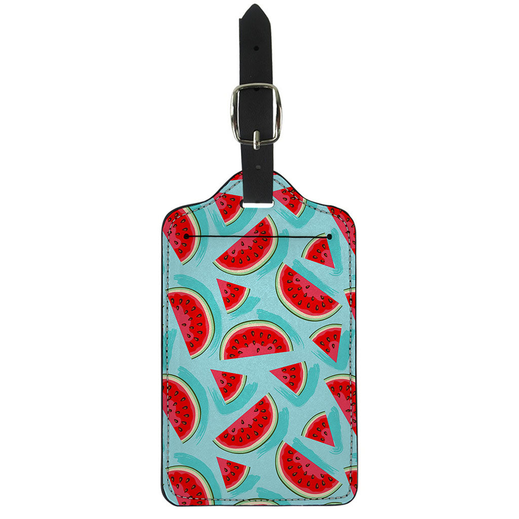 Blue Watermelon Pieces Pattern Print Luggage Tag