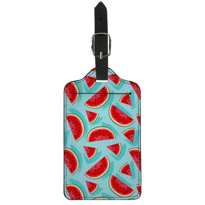 Blue Watermelon Pieces Pattern Print Luggage Tag