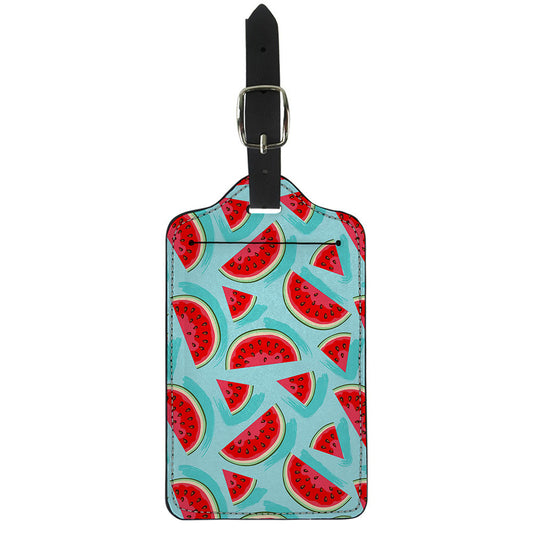 Blue Watermelon Pieces Pattern Print Luggage Tag