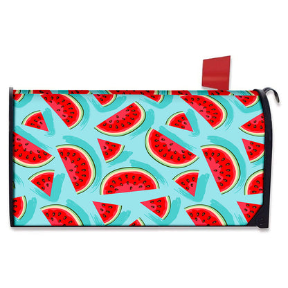 Blue Watermelon Pieces Pattern Print Mailbox Cover