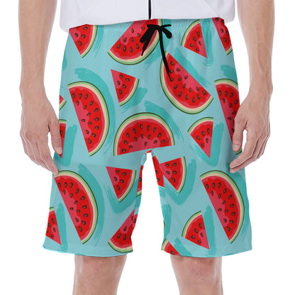 Blue Watermelon Pieces Pattern Print Men's Beach Shorts