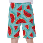 Blue Watermelon Pieces Pattern Print Men's Beach Shorts