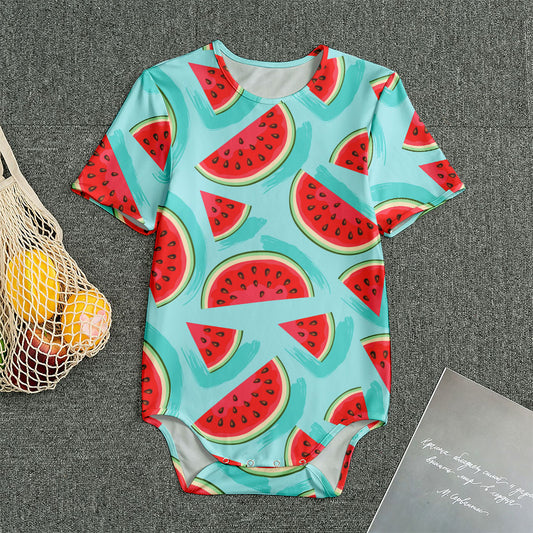 Blue Watermelon Pieces Pattern Print Men's Bodysuit