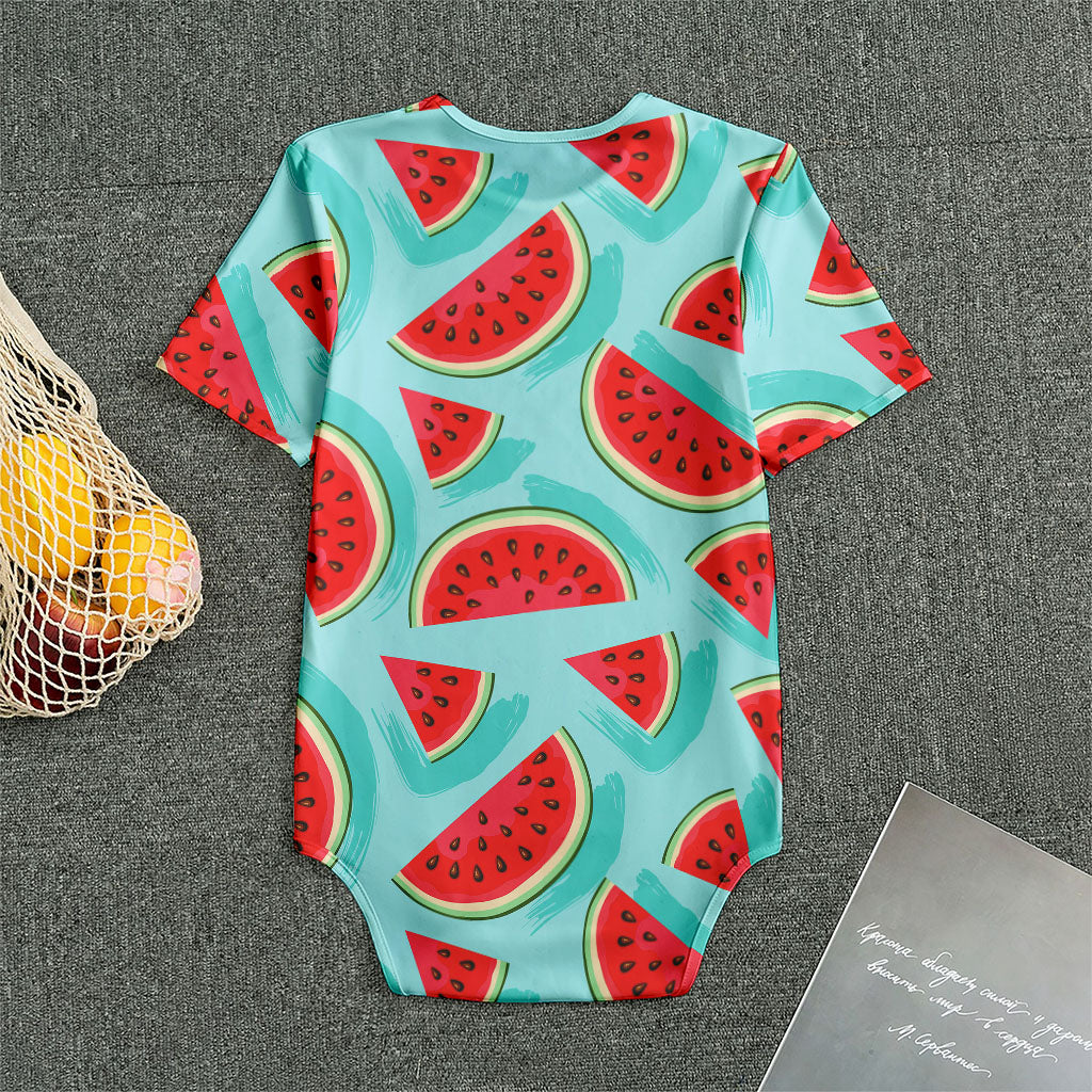 Blue Watermelon Pieces Pattern Print Men's Bodysuit