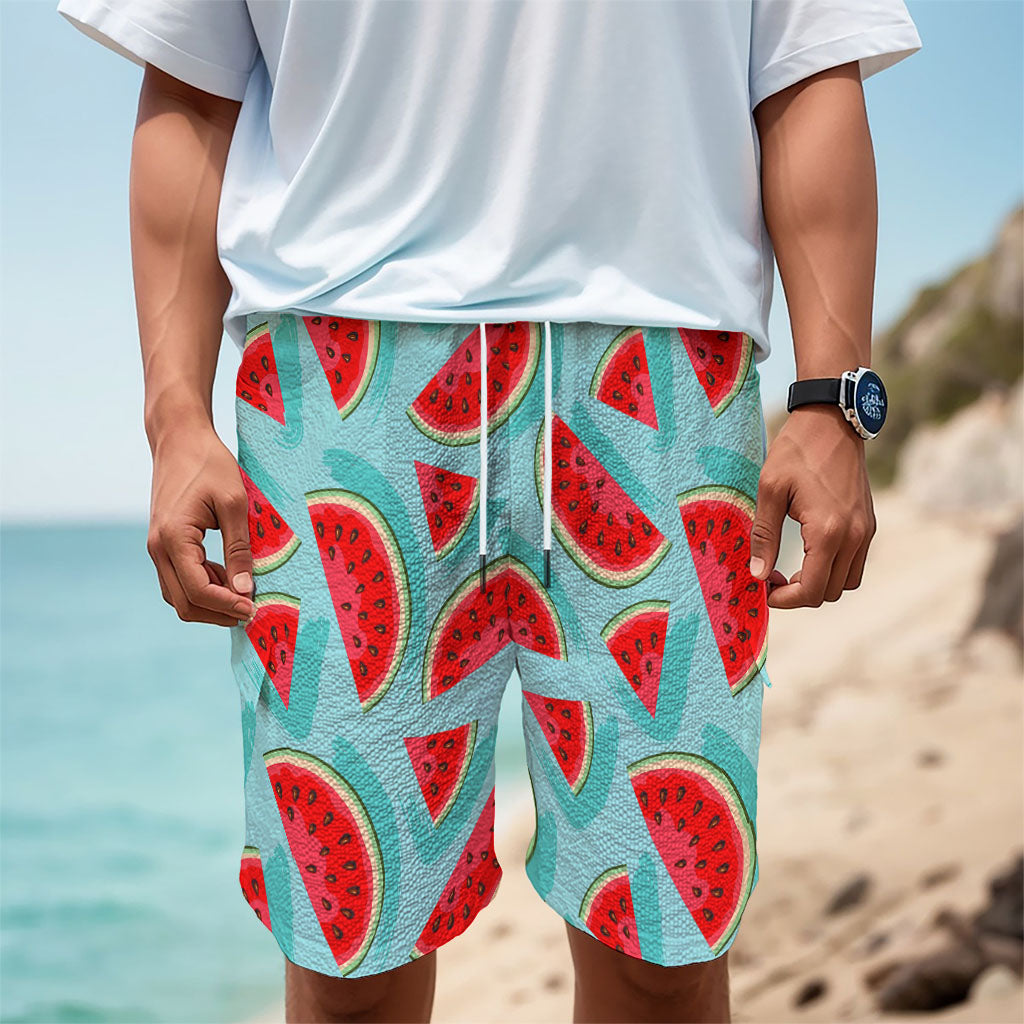 Blue Watermelon Pieces Pattern Print Men's Cargo Shorts