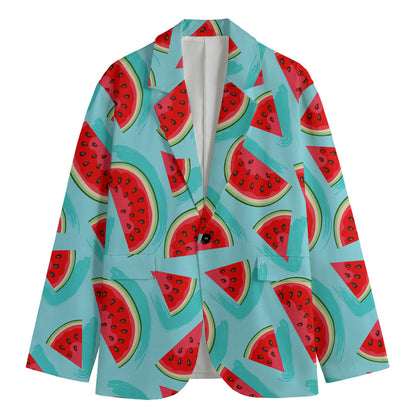 Blue Watermelon Pieces Pattern Print Men's Cotton Blazer