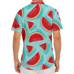 Blue Watermelon Pieces Pattern Print Men's Deep V-Neck Shirt