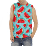Blue Watermelon Pieces Pattern Print Men's Fitness Tank Top