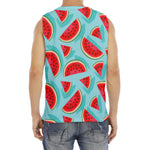 Blue Watermelon Pieces Pattern Print Men's Fitness Tank Top