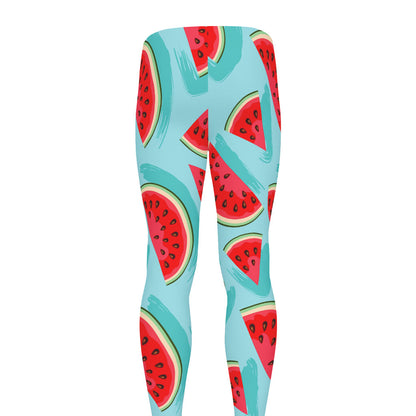 Blue Watermelon Pieces Pattern Print Men's leggings