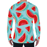 Blue Watermelon Pieces Pattern Print Men's Long Sleeve T-Shirt