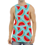 Blue Watermelon Pieces Pattern Print Men's Muscle Tank Top