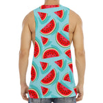 Blue Watermelon Pieces Pattern Print Men's Muscle Tank Top