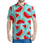 Blue Watermelon Pieces Pattern Print Men's Polo Shirt