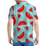 Blue Watermelon Pieces Pattern Print Men's Polo Shirt