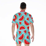 Blue Watermelon Pieces Pattern Print Men's Rompers