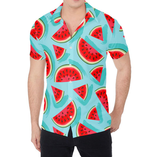 Blue Watermelon Pieces Pattern Print Men's Shirt
