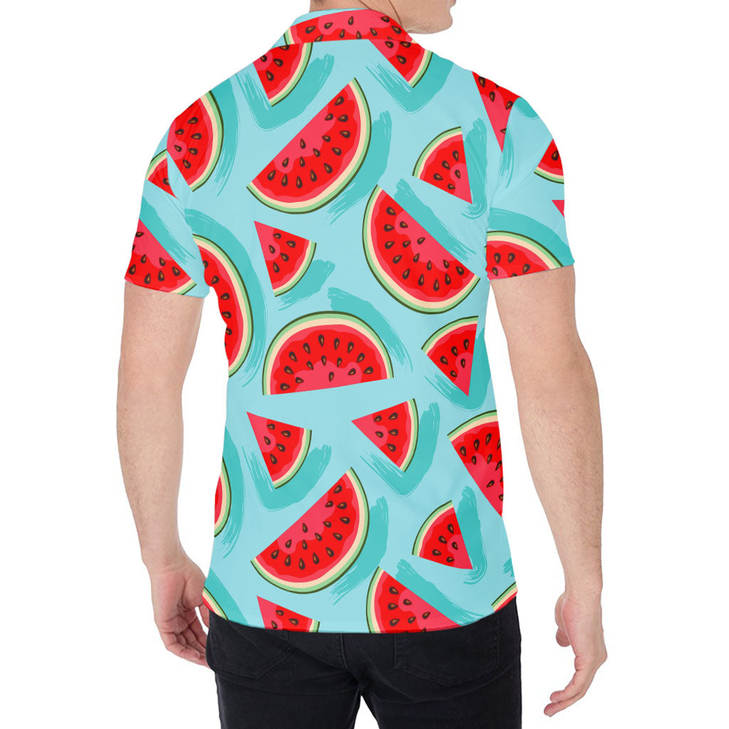 Blue Watermelon Pieces Pattern Print Men's Shirt