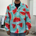 Blue Watermelon Pieces Pattern Print Men's Shirt Jacket