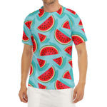 Blue Watermelon Pieces Pattern Print Men's Short Sleeve Rash Guard