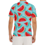 Blue Watermelon Pieces Pattern Print Men's Short Sleeve Rash Guard