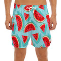Blue Watermelon Pieces Pattern Print Men's Split Running Shorts