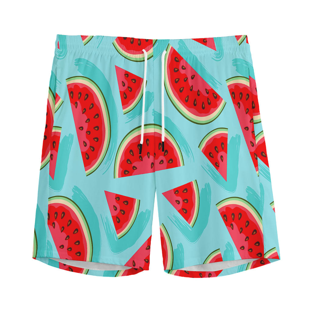 Blue Watermelon Pieces Pattern Print Men's Sports Shorts