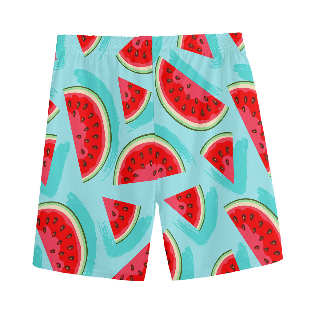 Blue Watermelon Pieces Pattern Print Men's Sports Shorts
