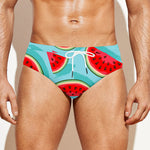 Blue Watermelon Pieces Pattern Print Men's Swim Briefs