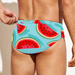 Blue Watermelon Pieces Pattern Print Men's Swim Briefs