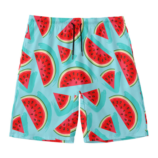 Blue Watermelon Pieces Pattern Print Men's Swim Trunks