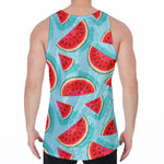 Blue Watermelon Pieces Pattern Print Men's Velvet Tank Top