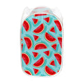 Blue Watermelon Pieces Pattern Print Mesh Laundry Hamper