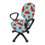 Blue Watermelon Pieces Pattern Print Office Chair Cover