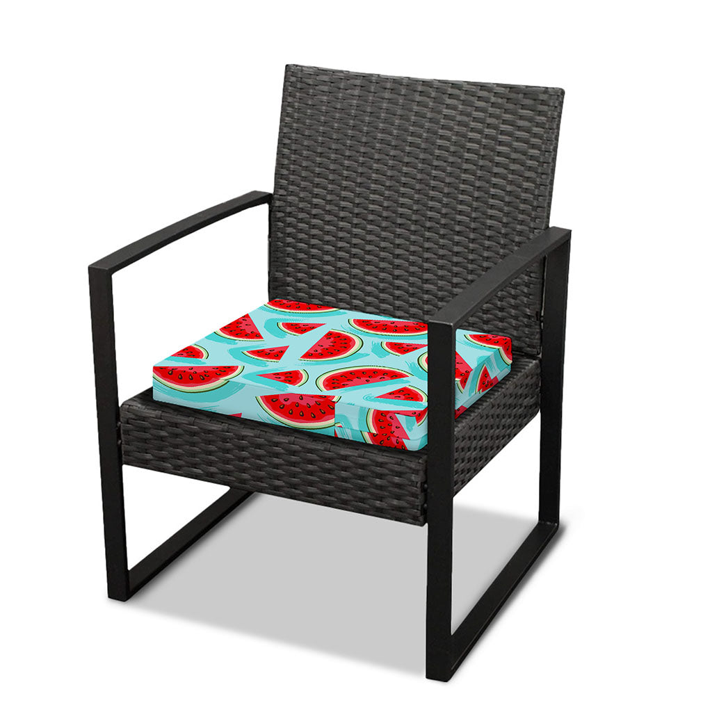 Blue Watermelon Pieces Pattern Print Outdoor Seat Cushion Cover