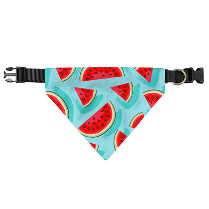 Blue Watermelon Pieces Pattern Print Over The Collar Dog Bandana