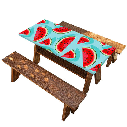 Blue Watermelon Pieces Pattern Print Picnic Table Cover