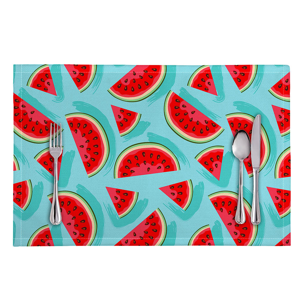 Blue Watermelon Pieces Pattern Print Placemat