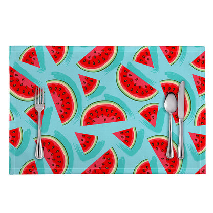 Blue Watermelon Pieces Pattern Print Placemat
