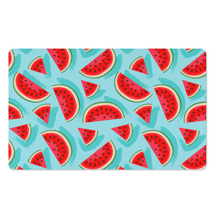 Blue Watermelon Pieces Pattern Print Polyester Doormat