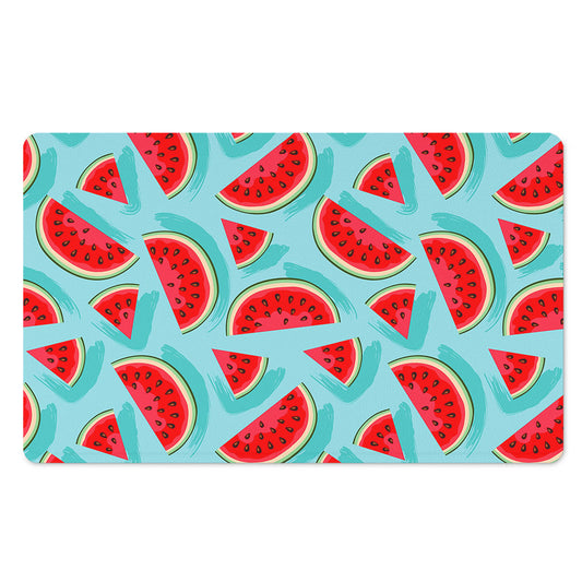 Blue Watermelon Pieces Pattern Print Polyester Doormat