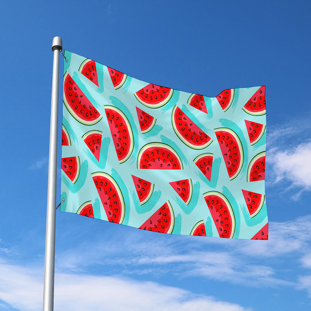 Blue Watermelon Pieces Pattern Print Polyester Flag